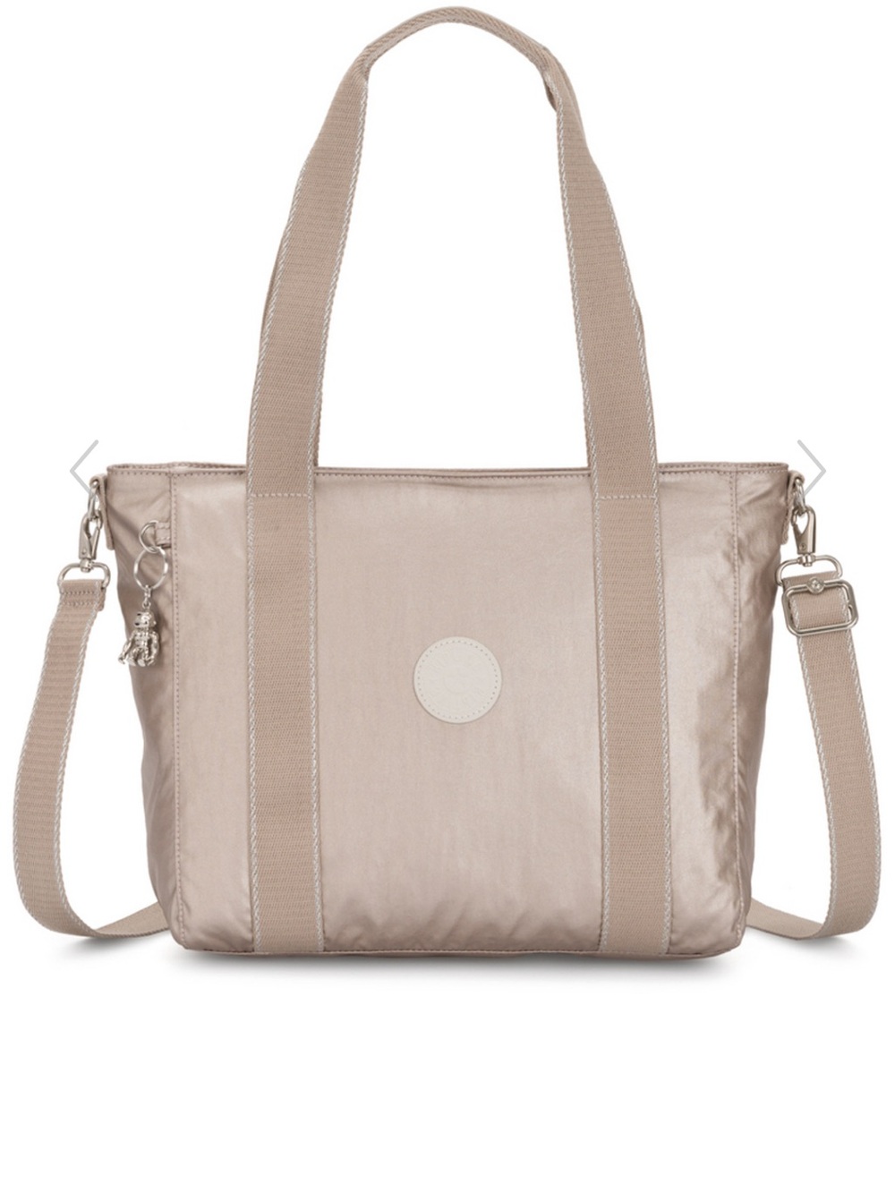 Kipling Asseni Tote bag Purse Crossbody Metallic glow beige silver Casual Fall